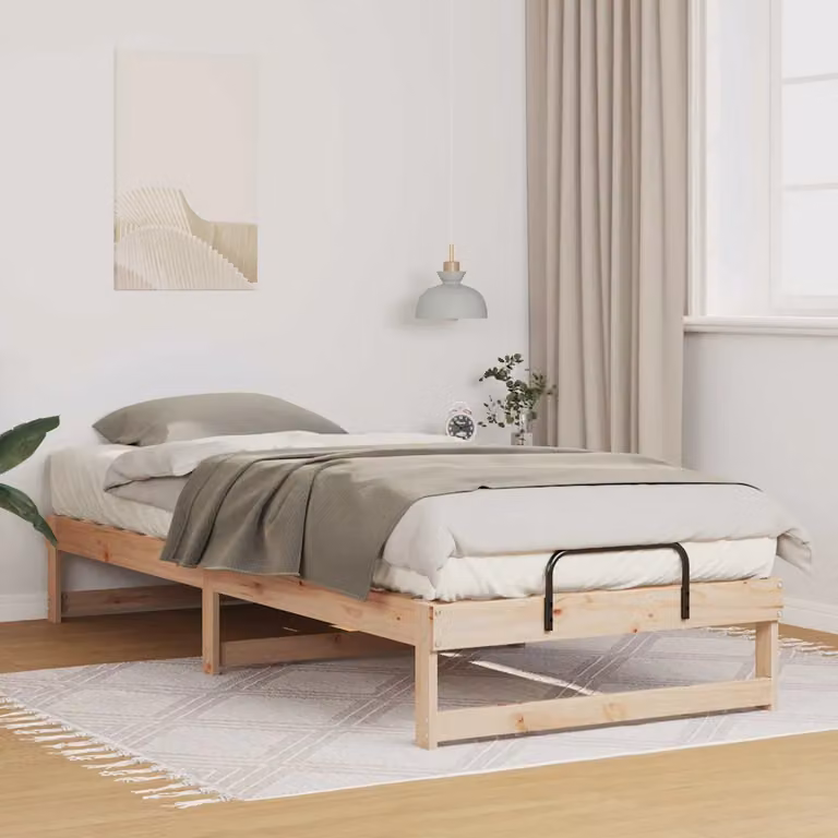 Struttura del letto moderna vidaXL in pino massello marrone L 100 cm x P 220 cm