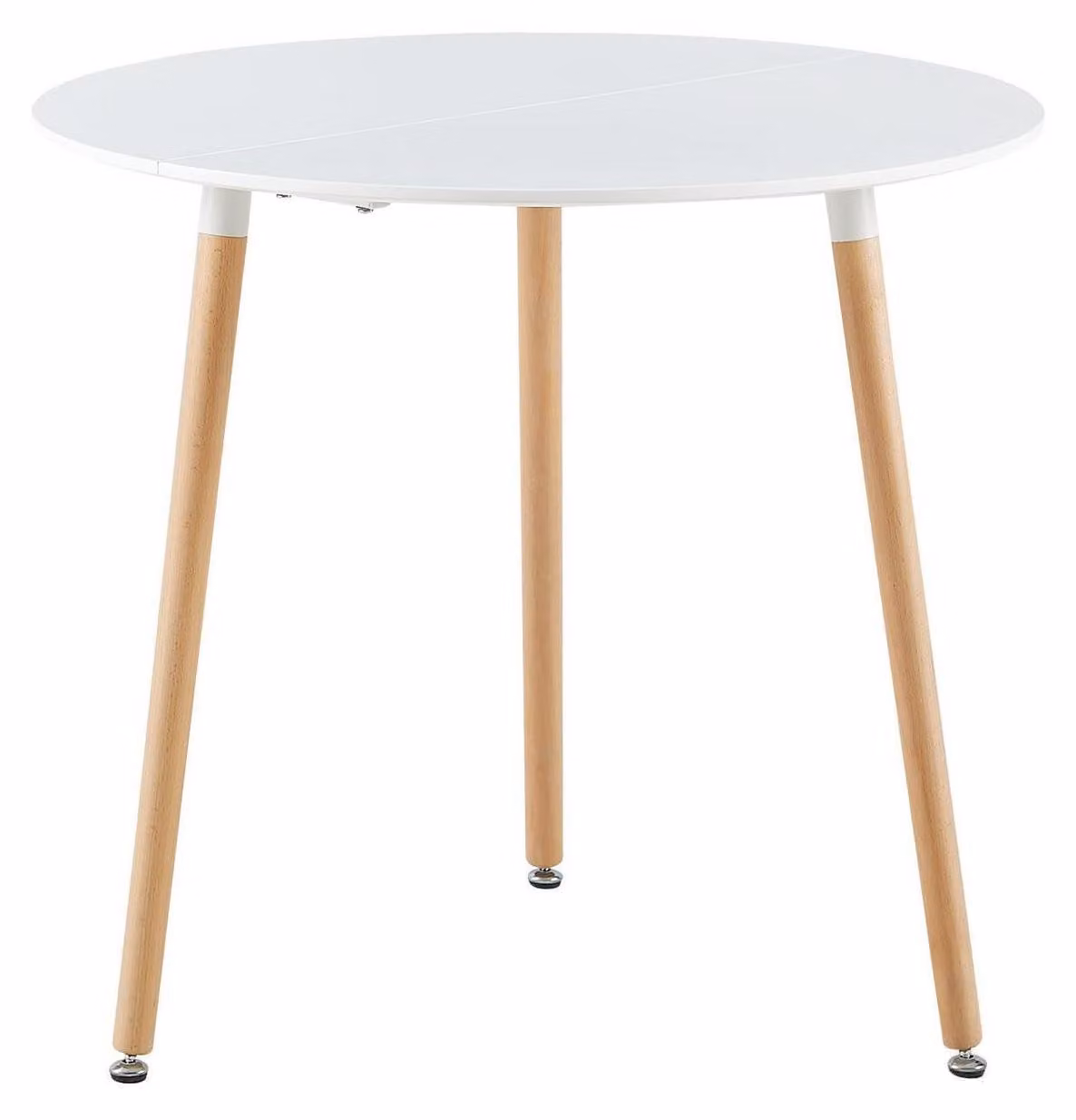 Tavolo rotondo da pranzo, tavolo da cucina, stile scandinavo, bianco, 80x80x72 cm, finitura opaca, MDF, 3 gambe