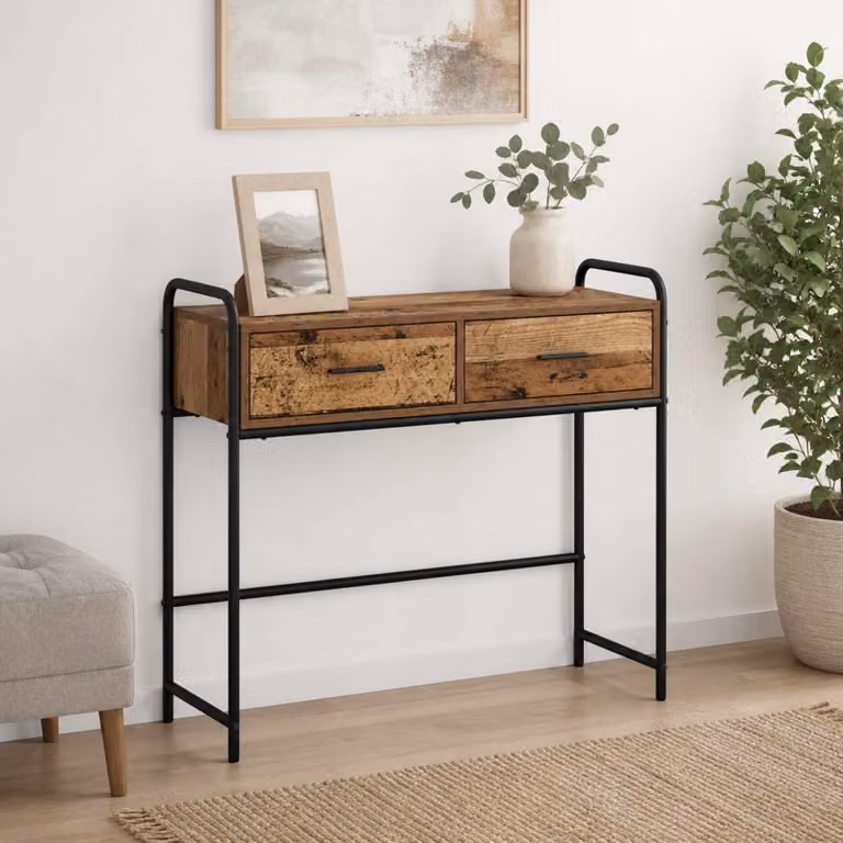 vidaXL Tavolo consolle Legno antico 90 x 33 x 80,5 cm