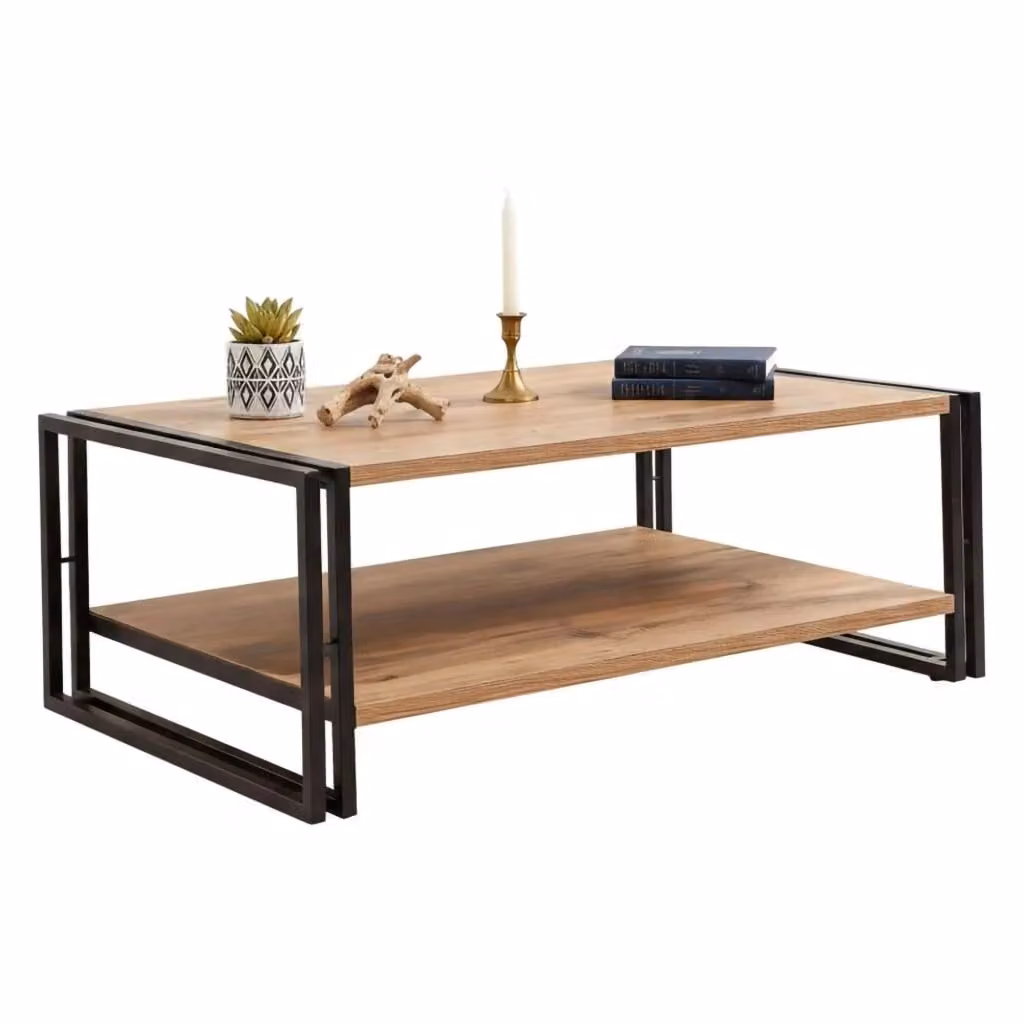 Tavolino da salotto DMORA rettangolare in rovere e nero, L: 110 cm, P: 70 cm, H: 40 cm – 2