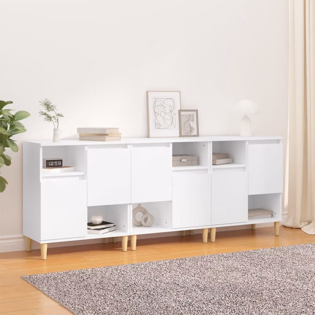 Set di 3 credenze vidaXL bianche in legno multistrato per cucina e sala da pranzo L/P/H: 60 x 35 x 70 cm