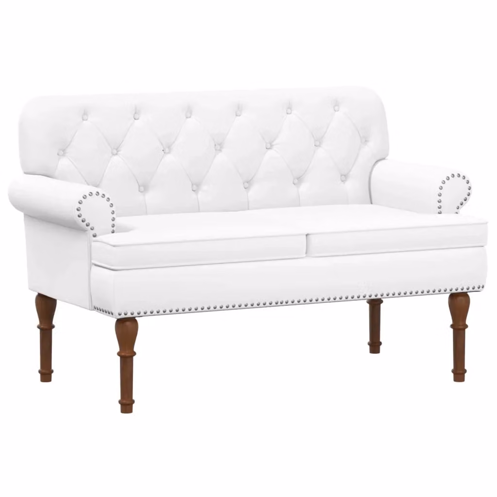 Loveseat moderno vidaXL bianco con bottoni imbottiti e coperture rimovibili L: 120 cm, P: 65 cm, H: 77 cm – 2