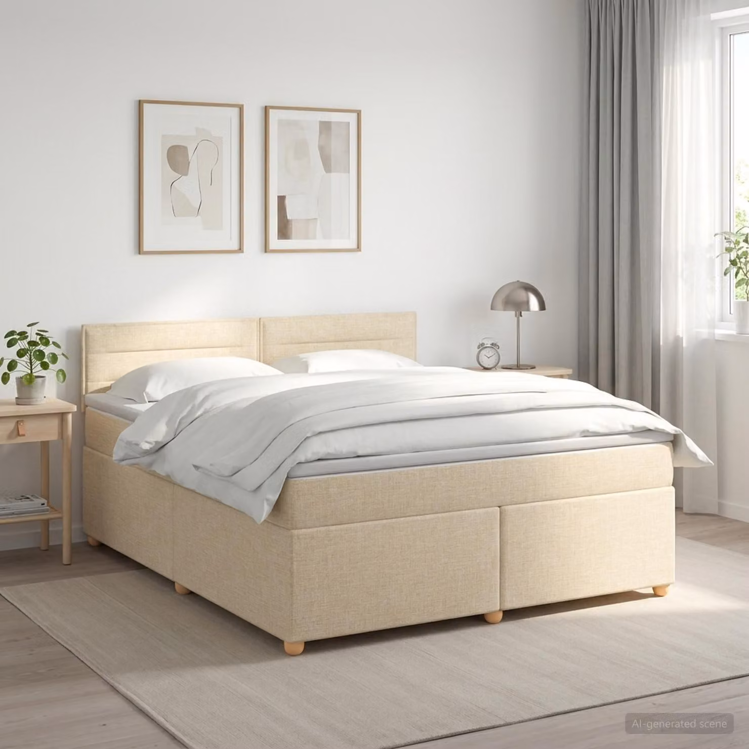 Maison Exclusive - Letto boxspring con materasso Crema 140 x 200 cm Tessuto