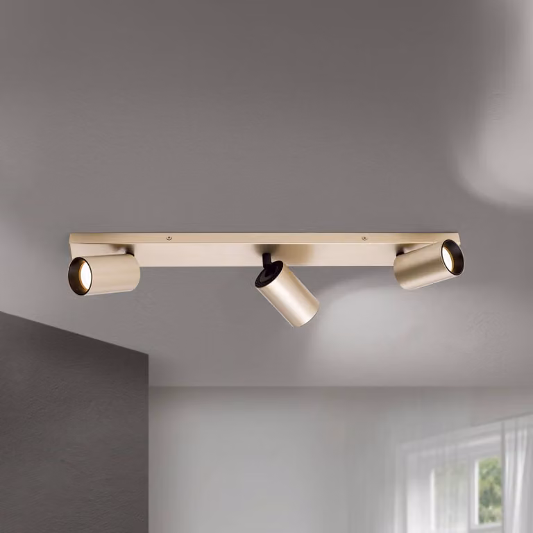 ORION Faretto Sean, a 3 luci, color oro, in metallo, orientabile dimmerabile, Ottone / Oro, Soggiorno / Sala da pranzo, Metallo, Moderno, Faretto