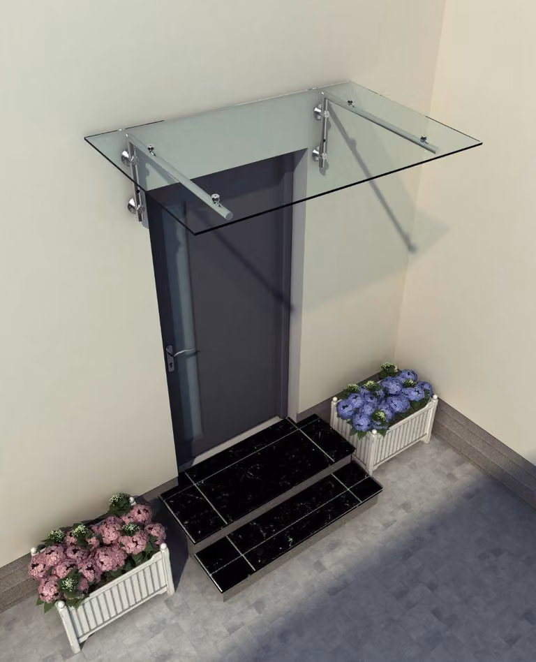 Glaswerk Westfalen - (L) 120x90 cm, tettoia in vetro trasparente, completa di supporti