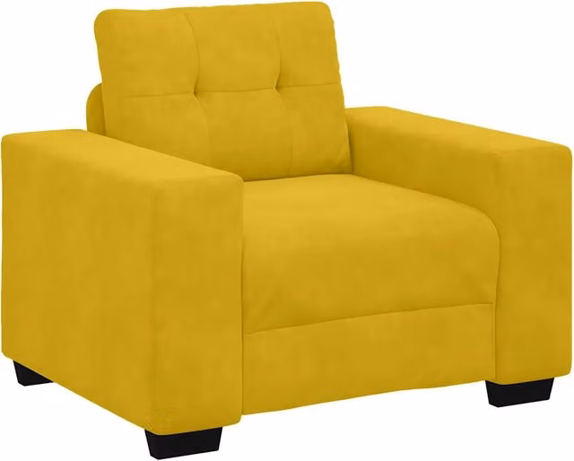 Divano moderno in velluto giallo con braccioli per soggiorno e camera da letto L: 100 cm, P: 78 cm, H: 80 cm
