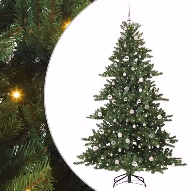 Albero di Natale | Decorazioni natalizie Artificiale con Rami Pieghevoli Verde 210 cm