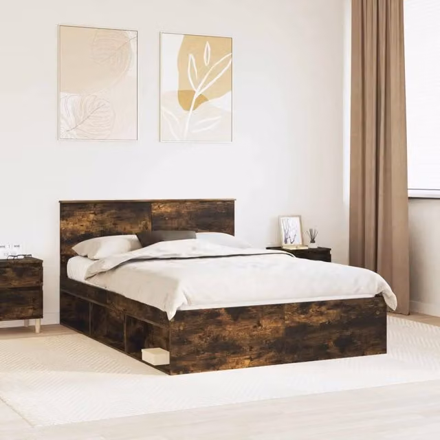 Struttura del letto-Giroletto Rovere fum¨¦ 140 x 200 cm Pino massello 869576
