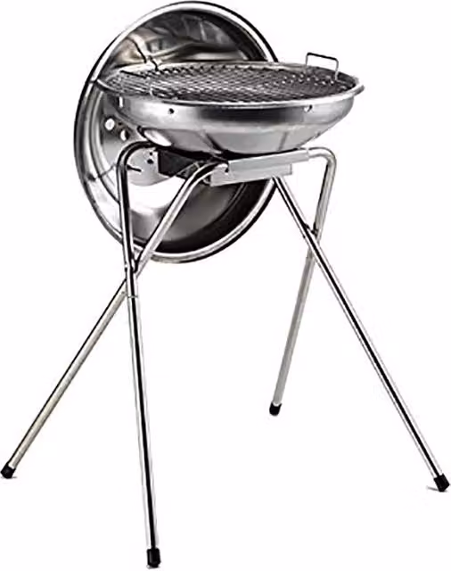 Barbecue a carbone da tavolo Ompagrill 70480/Cover in acciaio color argento con griglia Ø 44 cm