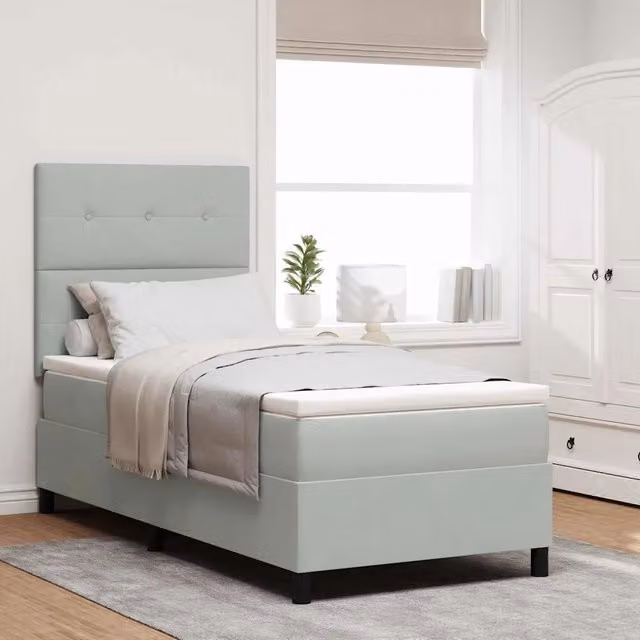 Letto a molle con testiera in velluto grigio vidaXL L/P: 80 x 200 cm