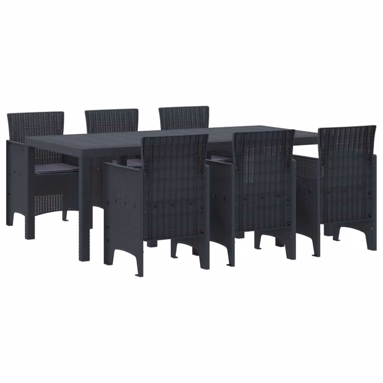 Set da pranzo per giardino e terrazzo vidaXL in 7 pezzi color antracite in plastica resistente alle intemperie