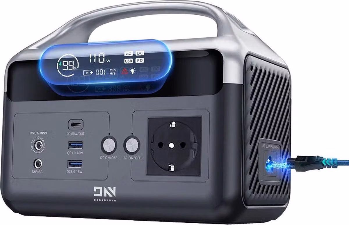 Centralina portatile - Mini - 56000mAh - 179.2Wh - Energia solare - Batteria di emergenza SOS - LED - Schermo LCD - Grigio