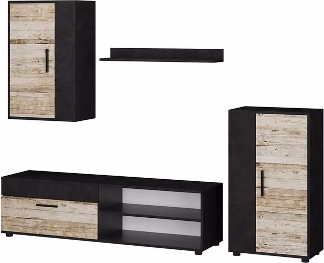 Parete attrezzata soggiorno Berno beige set di 4 Vicco