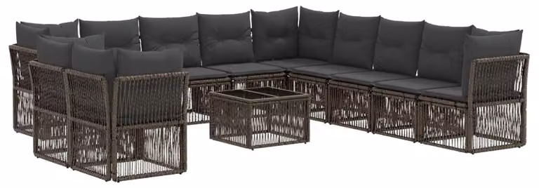 Set Divano da Giardino 12 pcs Grigio polyrattan