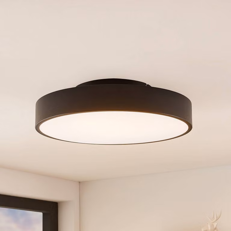 Plafoniera a LED Milada Lindby, dimmerabile, Nero, Soggiorno / Sala da pranzo, Metallo, Moderno, Plafoniera LED
