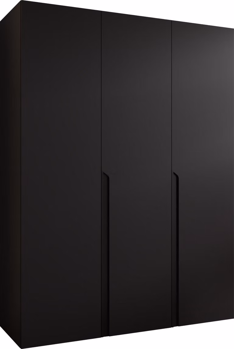 MIRJAN24 Armadio Mila 1 150, camera da letto, armadio, con tre ante a battente e due aste appendiabiti, moderno, armadio guardaroba (colore: nero + nero)