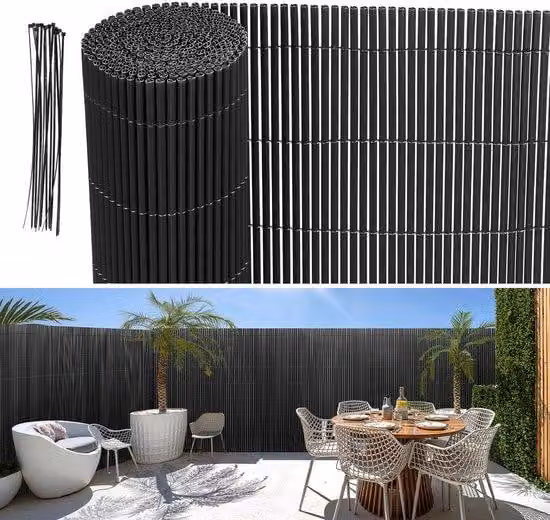 Schermo protettivo in PVC per giardino e balcone, resistente al vento e alle intemperie, resistente ai raggi UV, colore antracite
