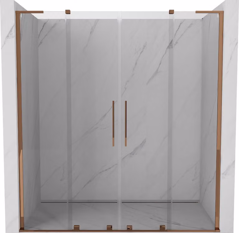 Mexen Velar L Duo porte doccia scorrevoli 180 cm, trasparente, oro rosa - 871-180-003-02-60
