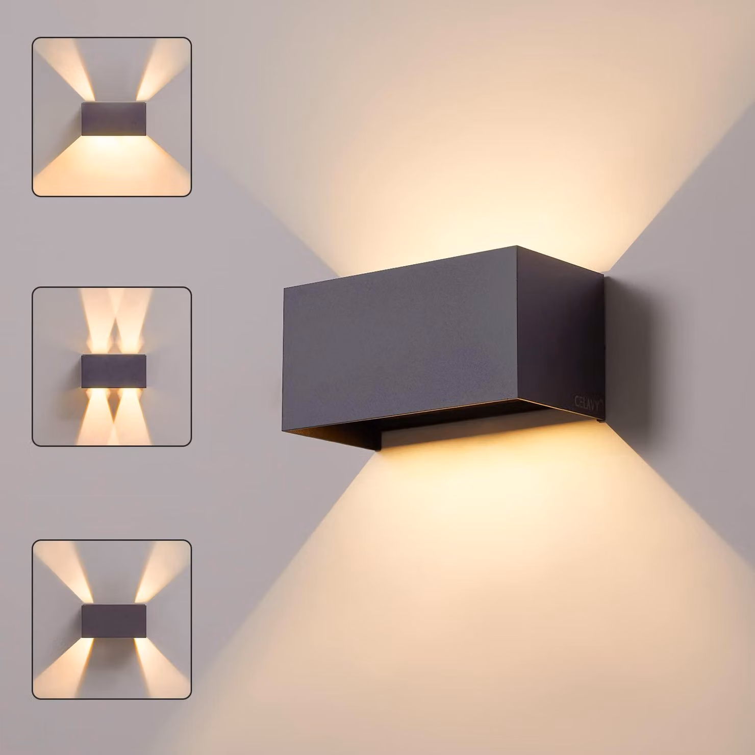 Lampada da parete a LED per esterni, grado di protezione IP65, impermeabile, regolabile, in alluminio, colore grigio