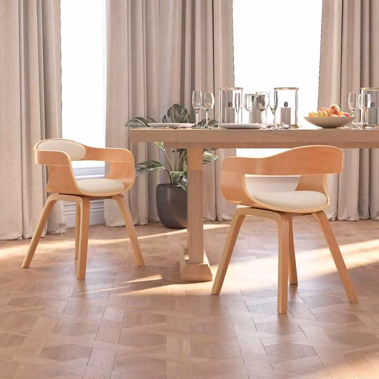 Set di 2 sedie da pranzo vidaXL in legno curvato e similpelle beige per cucina e sala da pranzo