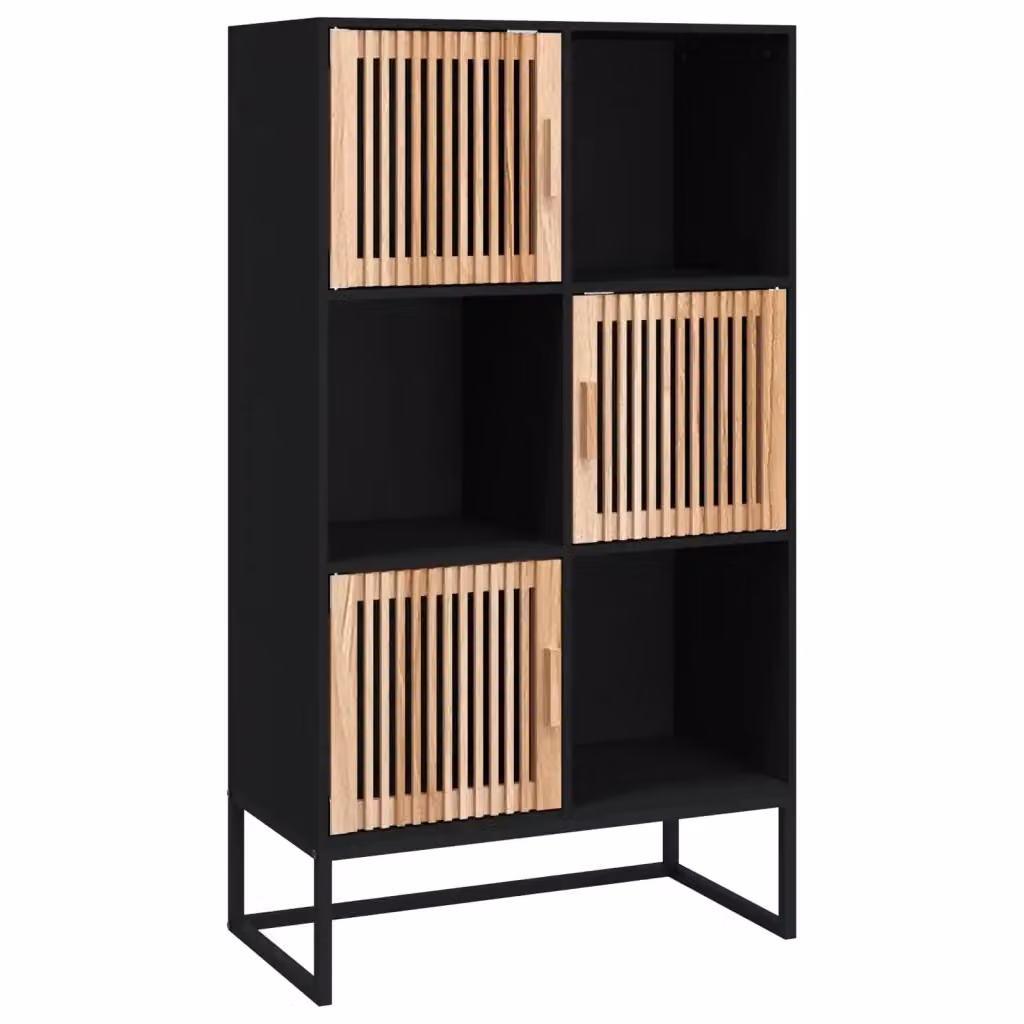 Credenza nera in legno e metallo stile scandinavo vidaXL L/P/H: 70 x 35 x 125 cm – 2