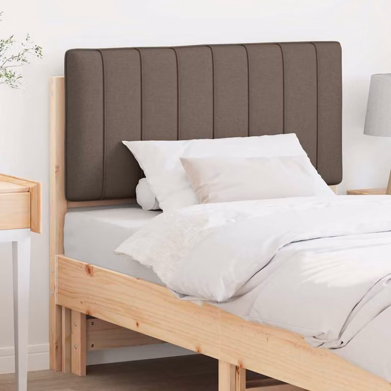 Testiera imbottita vidaXL in pino massello, colore marrone e beige, larghezza: 95,5 cm