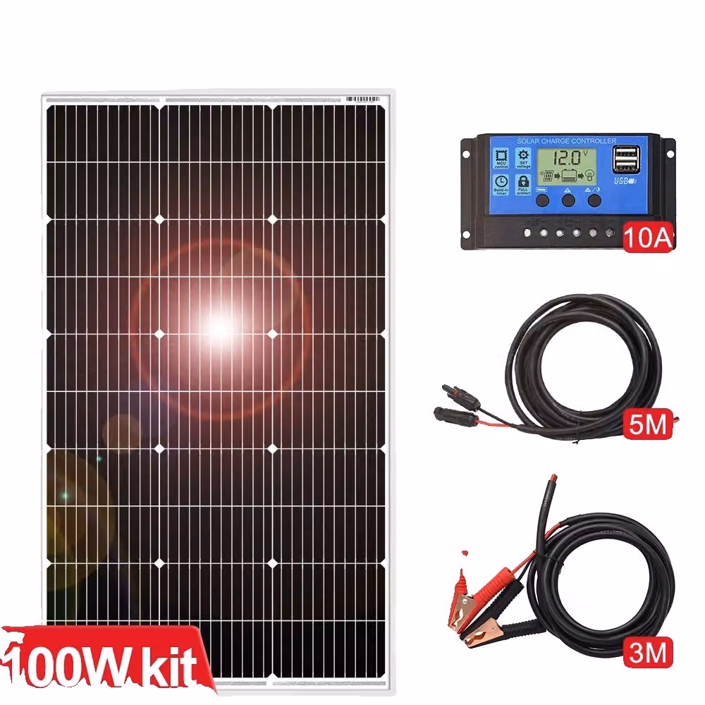 Kit di pannelli solari DOKIO, 100W o 200W, silicio monocristallino, alta efficienza, set da 100W