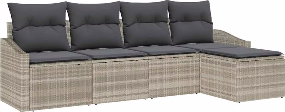 Set di divani con cuscino 5 pcs Grigio chiaro polyrattan