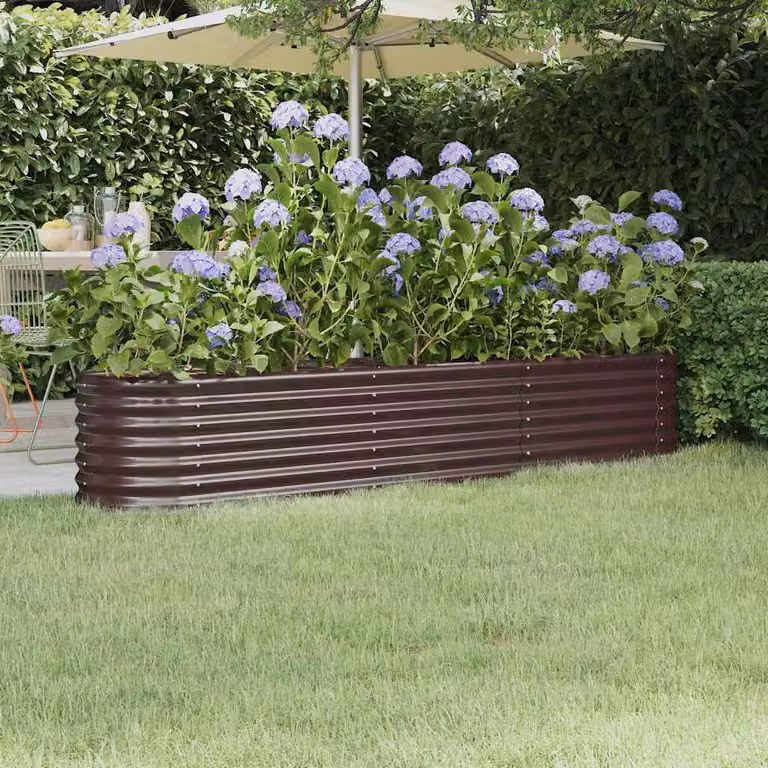 Letto rialzato da giardino vidaXL in acciaio zincato marrone L: 224 cm, P: 40 cm, H: 36 cm