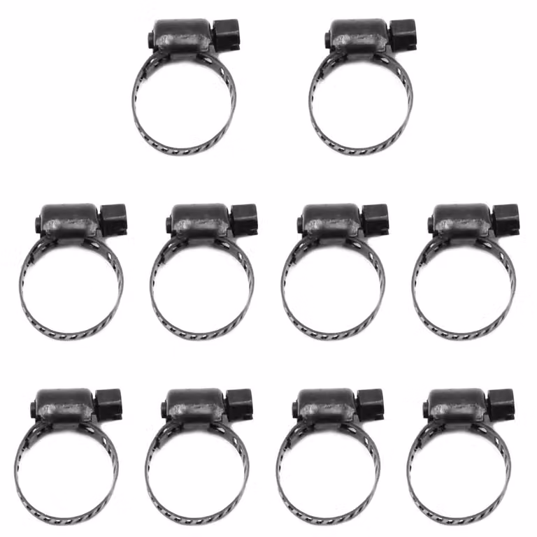 Morsetti per tubi da 10-16 mm, confezione da 10 pezzi, acciaio inossidabile, colore nero, regolabili