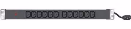 PDU Tecline da 48,30 cm (19") 12 prese IEC13 in alloggiamento in alluminio 1U, 3 cavi da 1,5 mm 2,5 m, nero RAL 9005 PDU economica con alloggiamento in alluminio (808902)