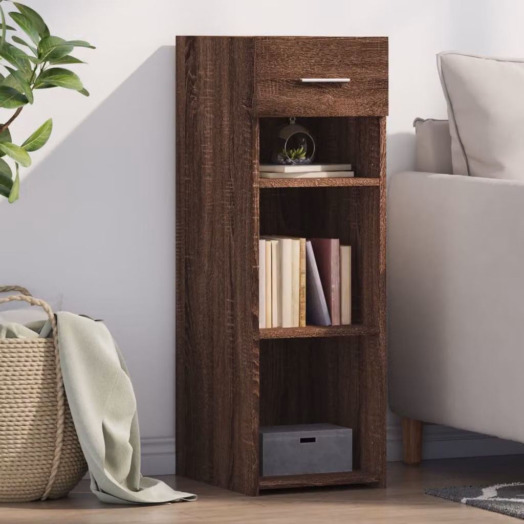 Credenza moderna vidaXL in legno multistrato color rovere marrone, L 30 cm x P 42,5 cm x H 93 cm