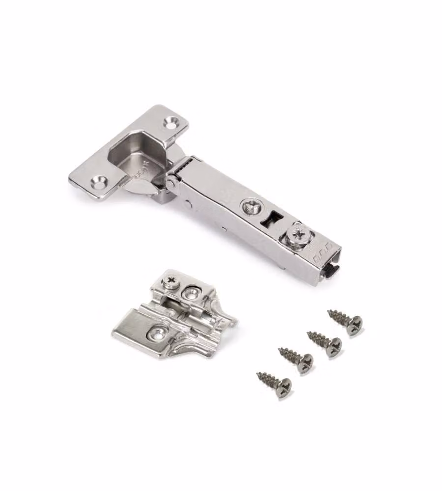 Emuca Cerniera a scodellino X92 con chiusura ammortizzata, apertura 105gr, basette per vite, Per vite, Nichel satinado