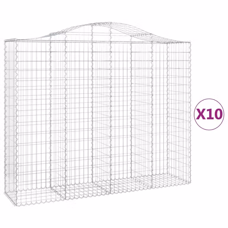 Cesti Gabbioni ad Arco 10 pz 200x50x160/180 cm Ferro Zincato