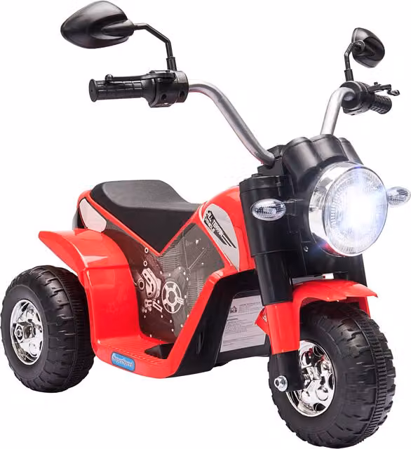 Moto Elettrica HOMCOM per Bambini 18-36 Mesi con 3 Ruote, Luci e Suoni, Batteria Ricaricabile 6V, Rossa, L 72 x P 57 x H 56 cm – 1