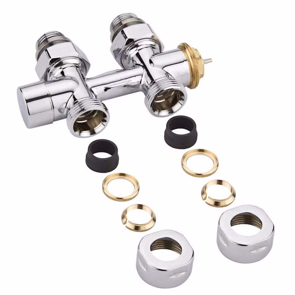 Valvole Termostatiche Diritte Multiblock H per Radiatori con Adattatori Rame Ø15mm