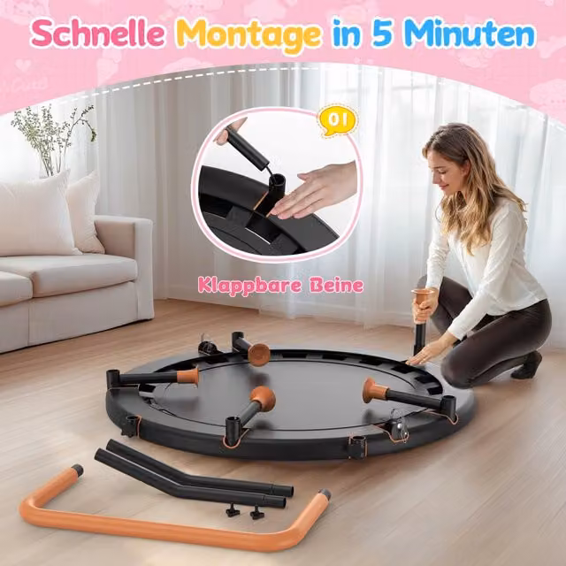 Mini Trampolino Pieghevole Zephmum per Bambini, Altezza Regolabile, Verde e Nero, per Interno e Giardino – 1