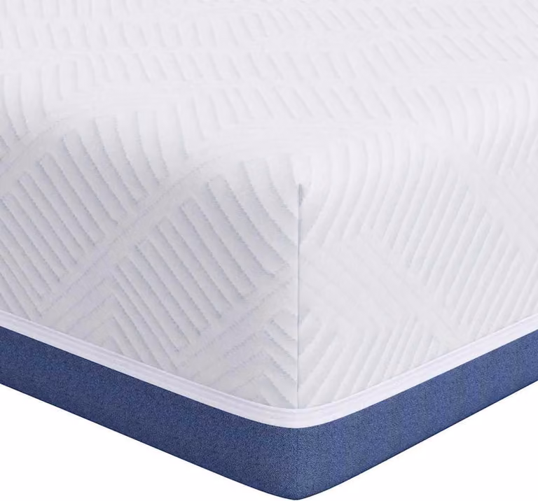 Materasso Bianco e Blu 90 x 190 cm Tessuto Jacquard