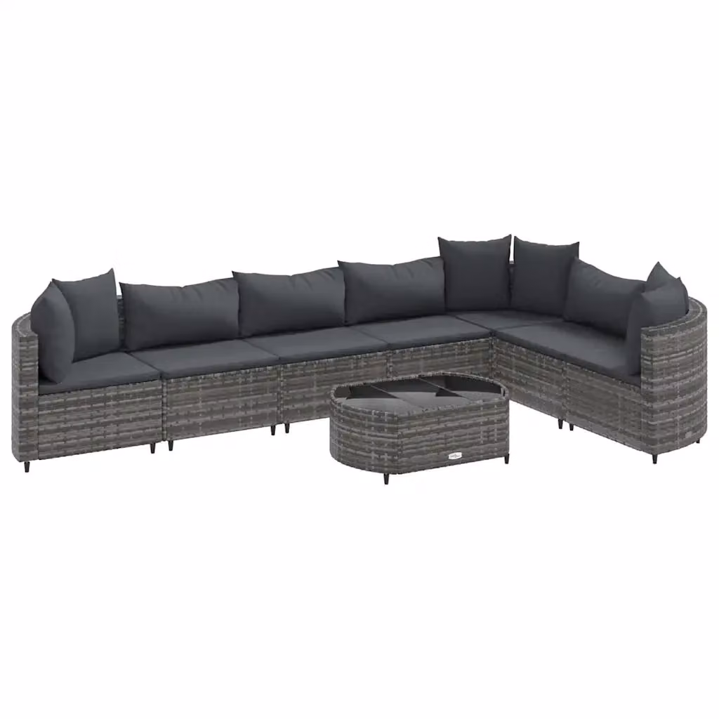 vidaXL Set Divano da Giardino a L 8 pz con Cuscini Grigio Antracite in Polyrattan e Acciaio – 2