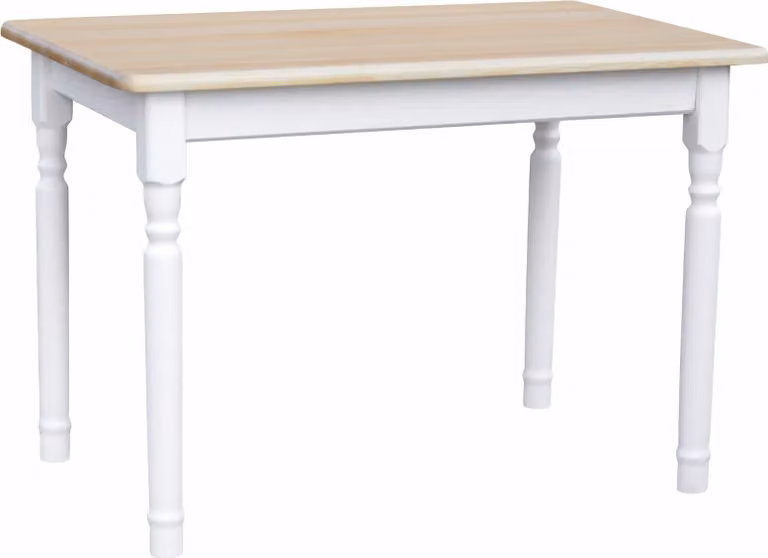 Tavolo bianco II in legno di pino massiccio con piano laccato 110 x 80 cm