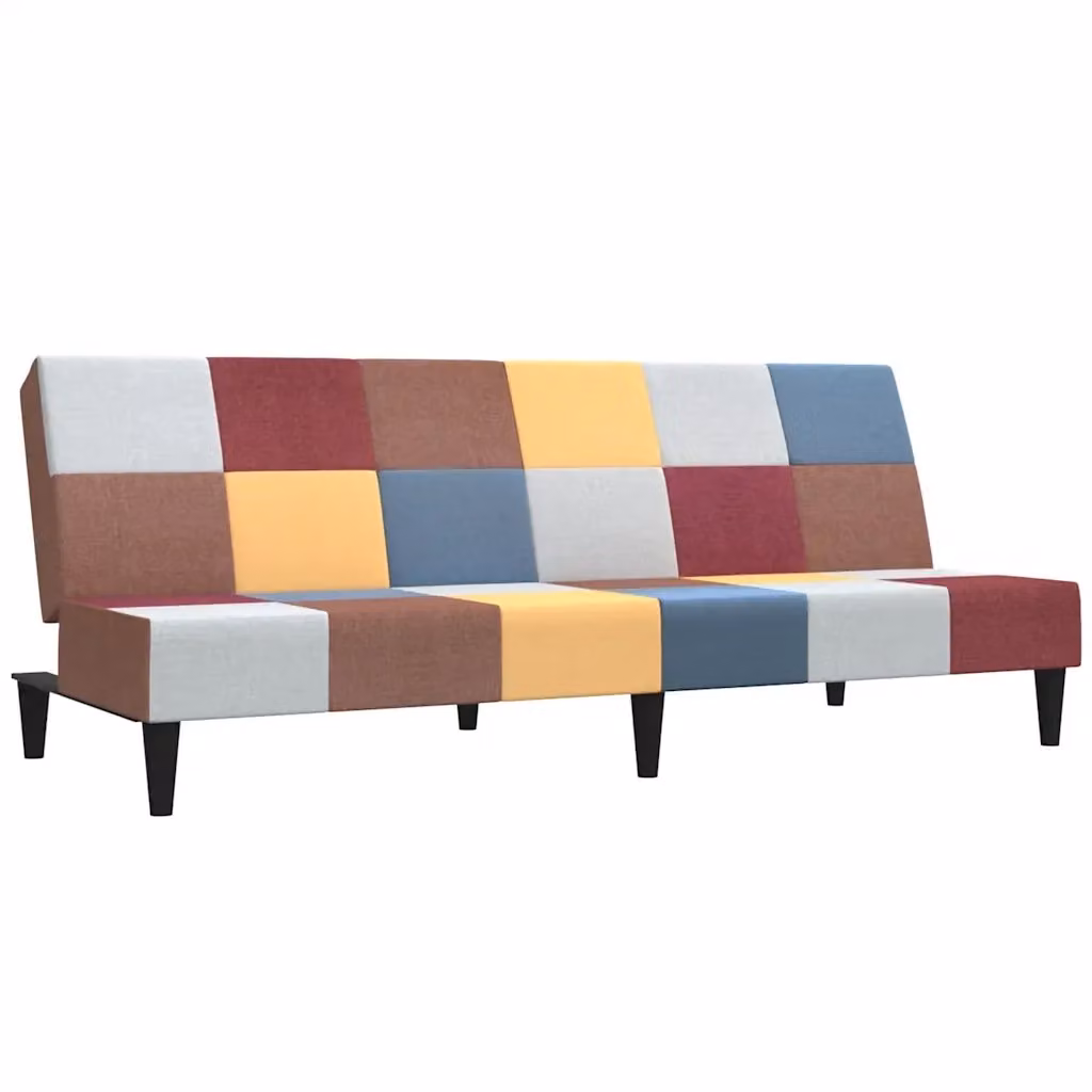 Divano Letto Click Clack vidaXL in Tessuto con Struttura in Legno Solido e Poggiatesta Regolabile, Multicolore, L: 200 cm x P: 100 cm – 2