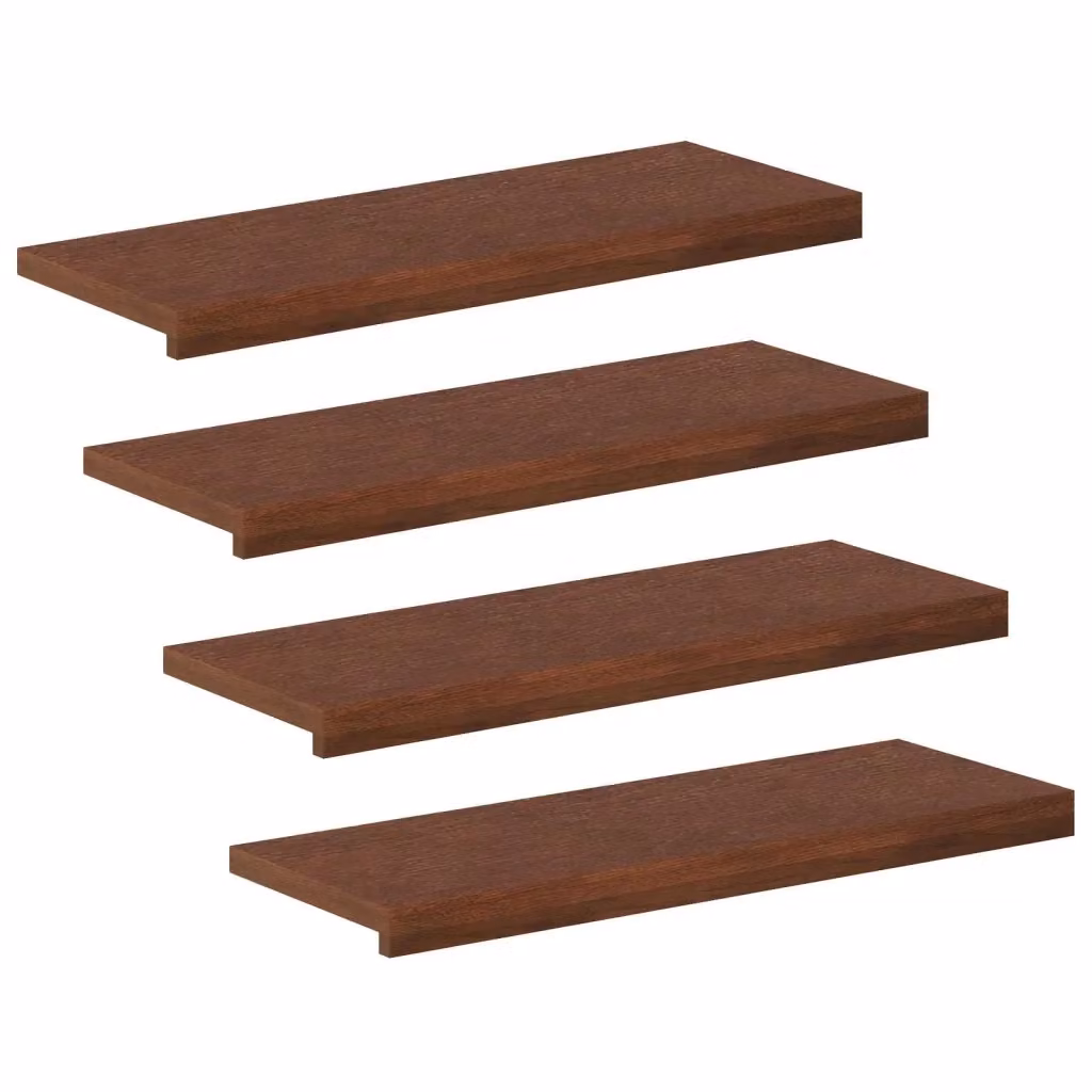 Set di 4 gradini per scale vidaXL in legno lucido, colore marrone, L 80 cm x P 30 cm x H 2 cm – 2