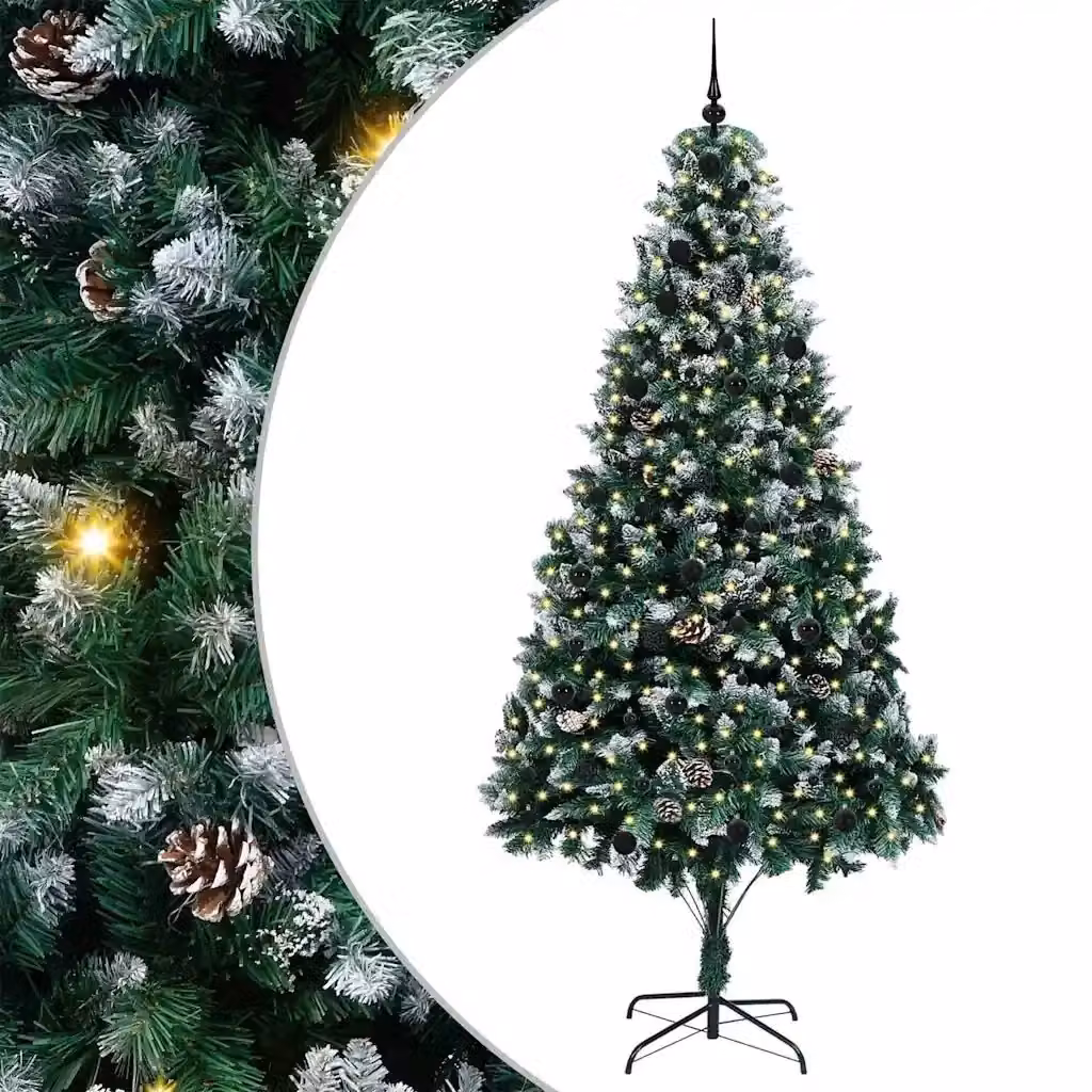 Albero di Natale artificiale classico vidaXL verde con 300 LED luce bianca calda, Altezza: 240 cm – 2