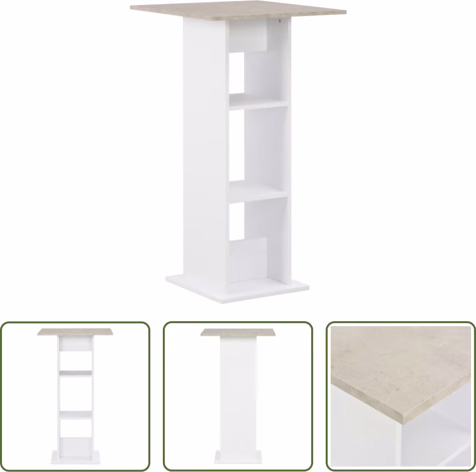 The Living Store Tavolo bar bianco e cemento 60x60x110 cm