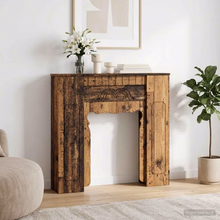 Cornice per camino vidaXL in legno color marrone, L: 93 cm, P: 20 cm, H: 89 cm