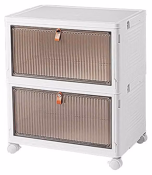 Omgoods - Contenitore di stoccaggio bianco, senza polvere, con ruote, per abbigliamento e giocattoli
