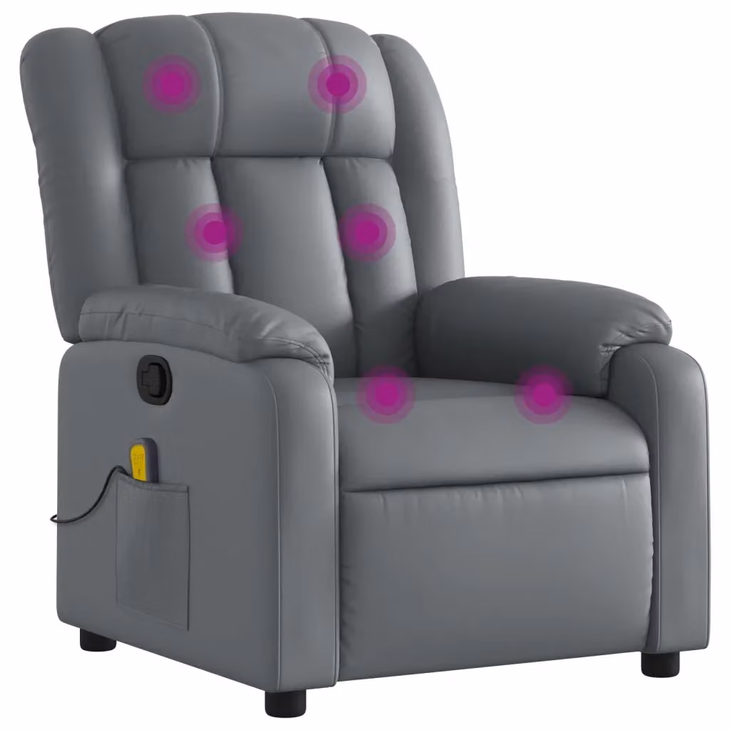 Poltrona relax reclinabile vidaXL in similpelle grigia con braccioli e struttura in legno e metallo – 2