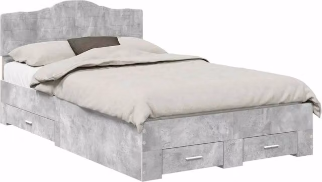 Letto matrimoniale | Letto per adulti | Struttura del letto con testiera Grigio cemento 120 x 190 cm