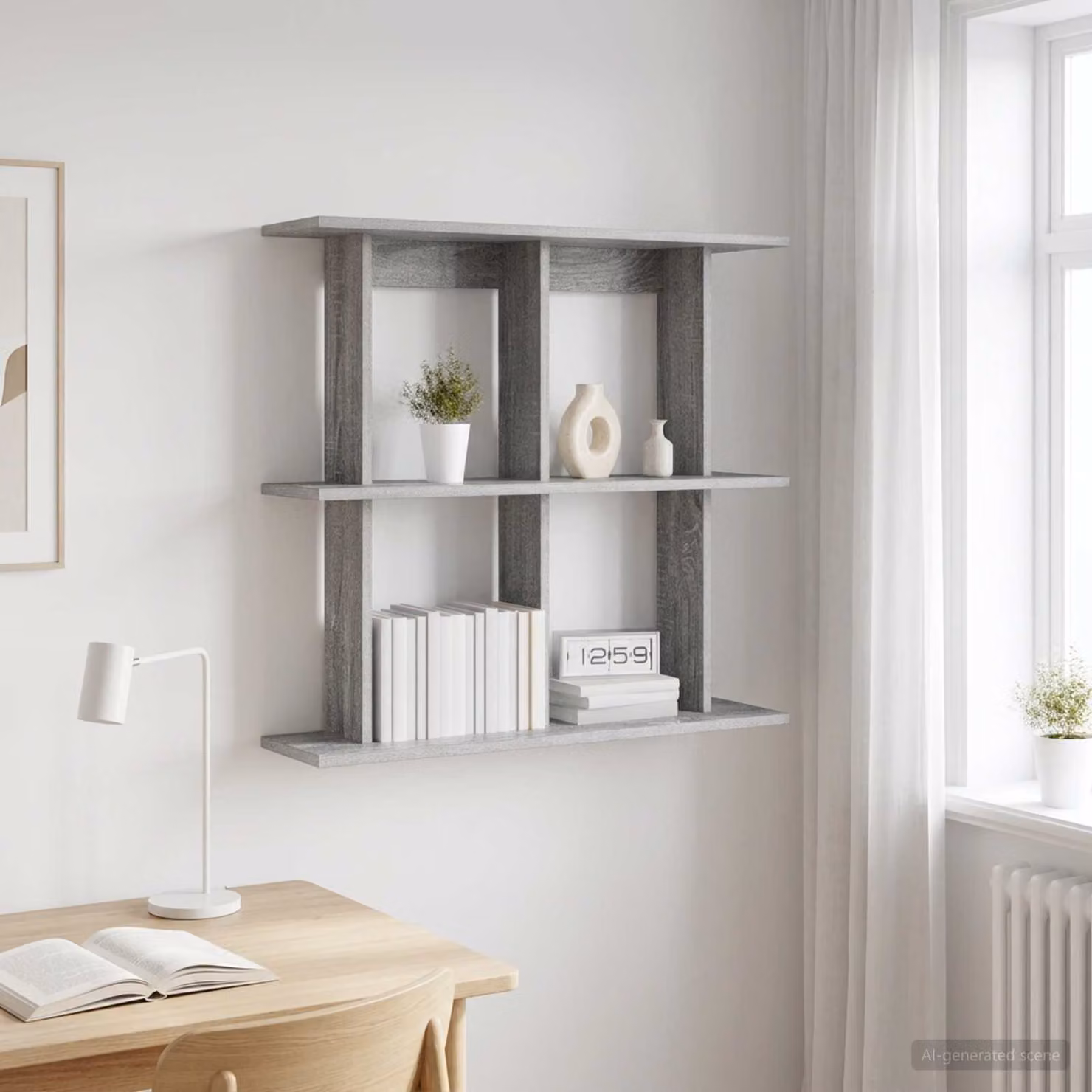 Scaffale da parete moderno vidaXL in MDF grigio L 100 x P 20 x H 75 cm