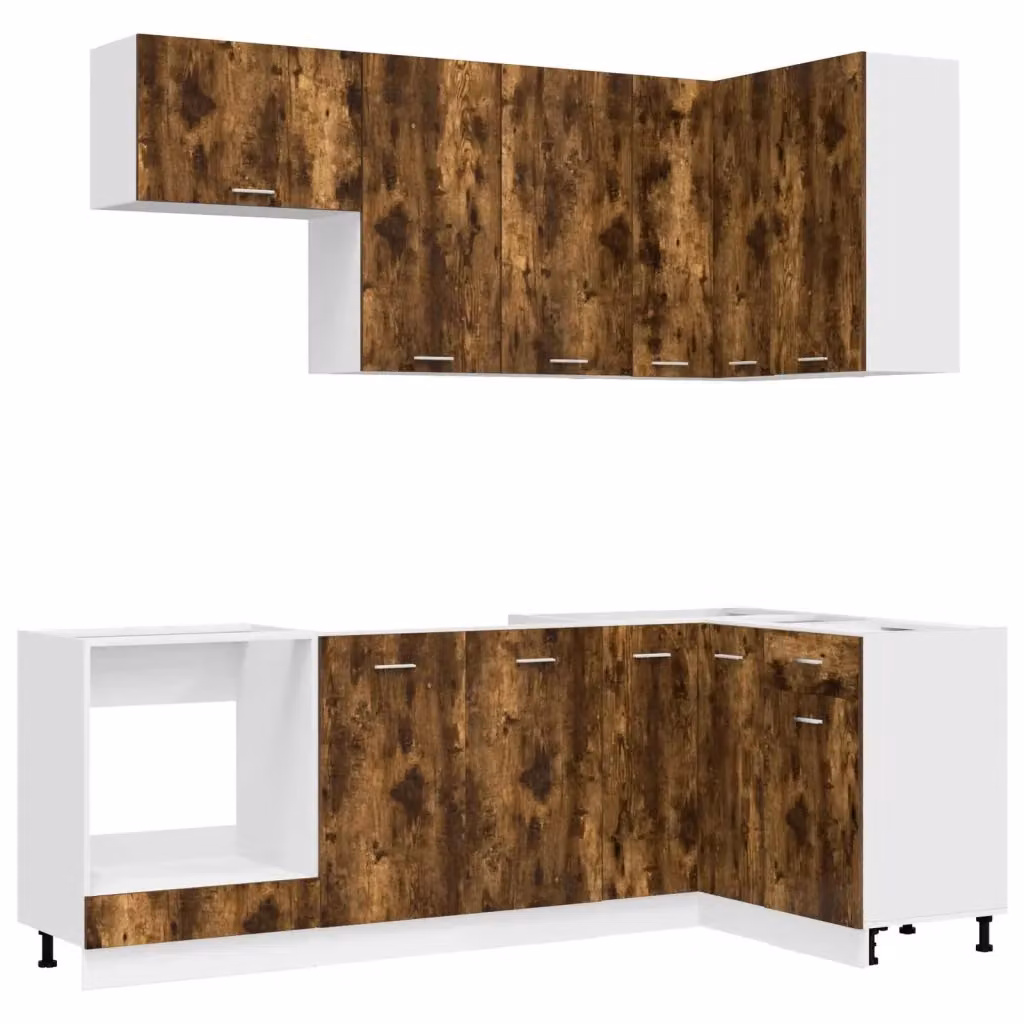 Unità Cucina Moderna vidaXL LYON 8 Pezzi in Rovere Fumo e MDF Marrone – 2